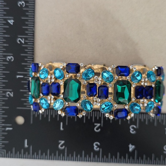 Statement Gold with Turquoise Blue Bracelet - Picture 6 of 9